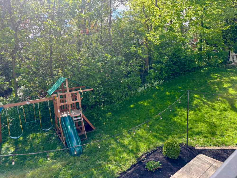 Wooded backyard showing the home's private setting