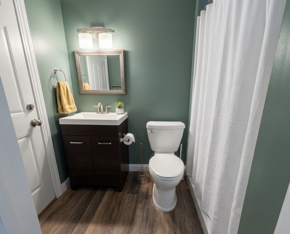 Walk-out basement full bathroom with custom finishes