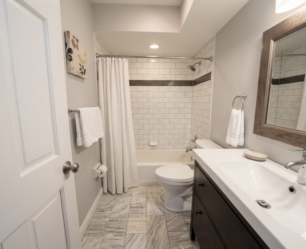 Updated secondary bathroom with modern finishes