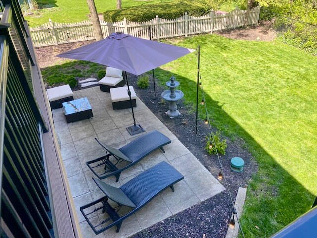 Patio furniture set up on the back patio